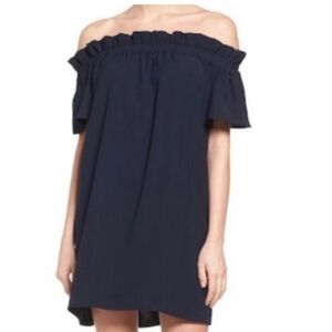 Pleione Dress Navy Off-the-Shoulder Peasant Dress – Size Small ✨ NWT